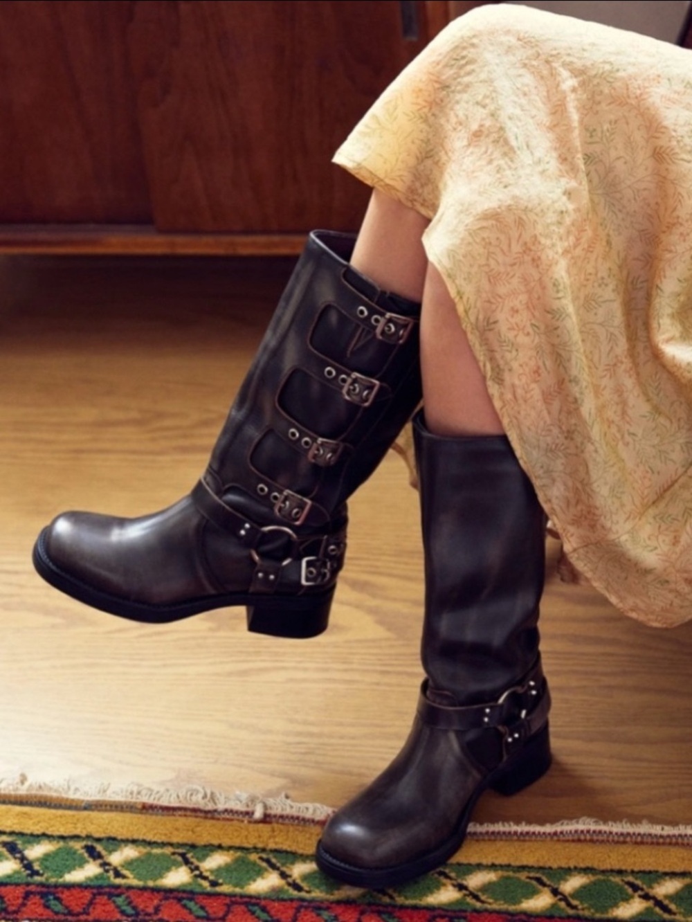 Steve Madden Rocky Knee High Biker Boots Distressed Moto Size 9 - Picture 11 of 11